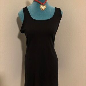 Black bodycon dress with scoop neckline